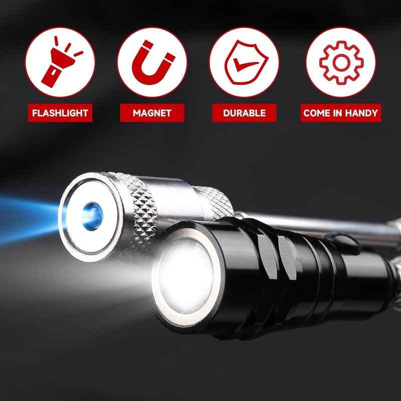 CRAFTZONE Telescoping Magnetic Pickup Tool Set, Inspection Mirrors and Four Claw Grabber Tool, Flexible LED Flashlight, Magnet Stick, Cool Gadgets for Men, Gifts for Dad, Husband - Image 4